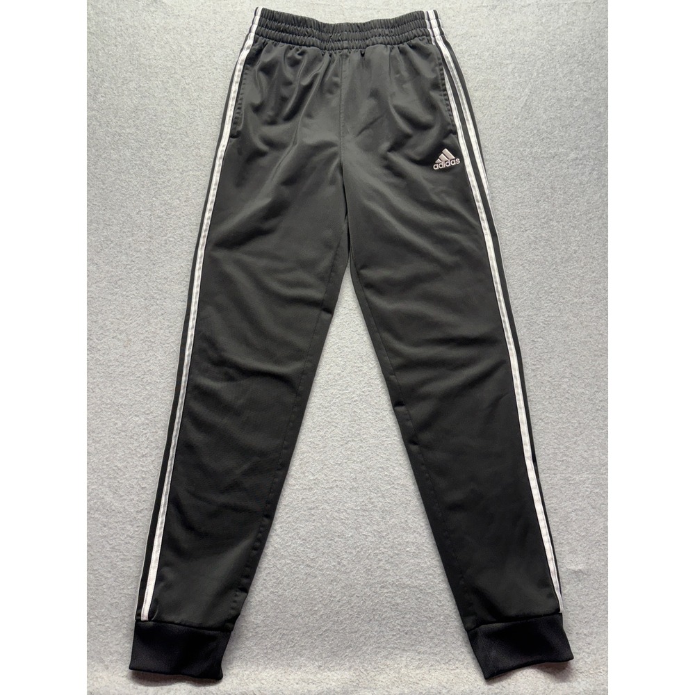Adidas Boys Black White 3-Stripe Track Pants Joggers AK0253 Size L‎ 14/16